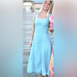 House of Harlow 1960 Sleeveless Linen Audrey Dress in Sky Blue D1 size M lined